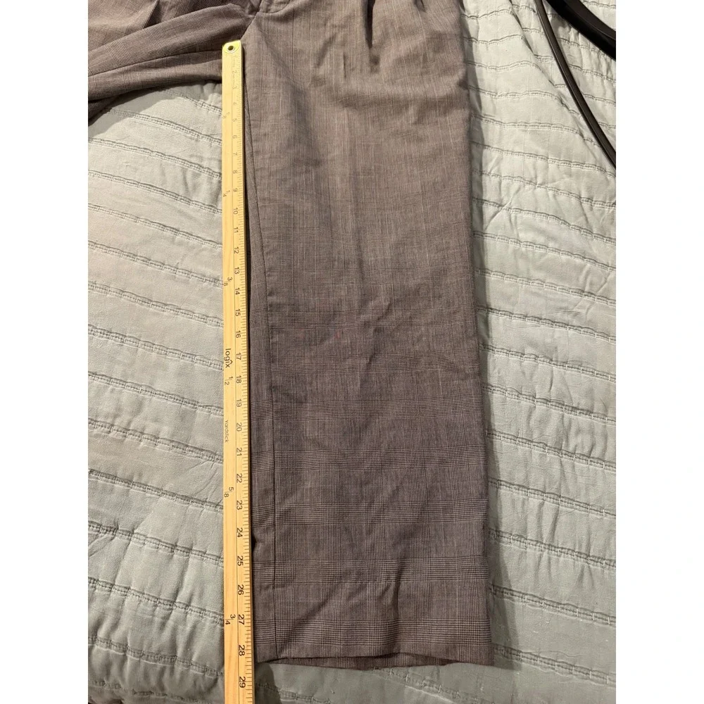 Jos. A. Bank Mens 42L Grey Glen Plaid 100% Wool 2-Piece Suit Pleated Pants 36L